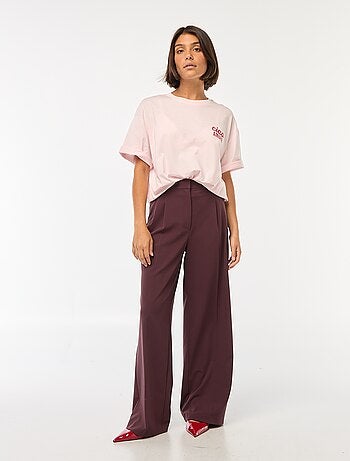 Pantalón ancho de tiro alto con 5 bolsillos