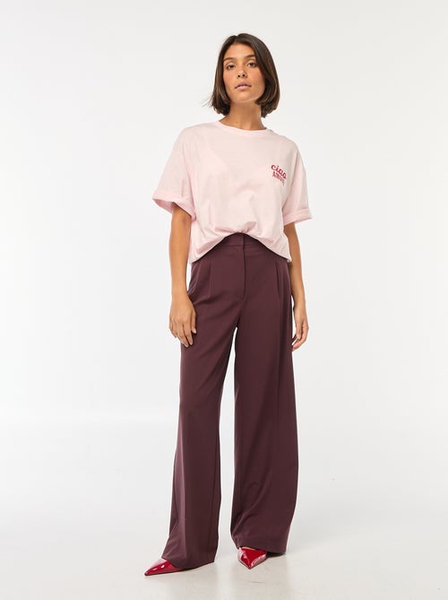 Pantalón ancho de tiro alto con 5 bolsillos - Kiabi
