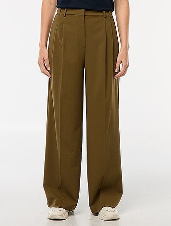 Pantalón ancho de tiro alto con 5 bolsillos