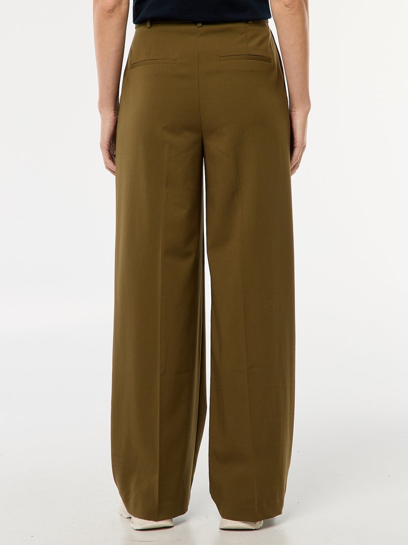 Pantalón ancho de tiro alto con 5 bolsillos Verde - Kiabi