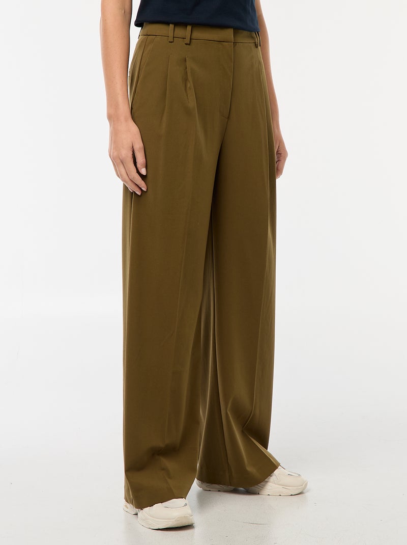 Pantalón ancho de tiro alto con 5 bolsillos Verde - Kiabi