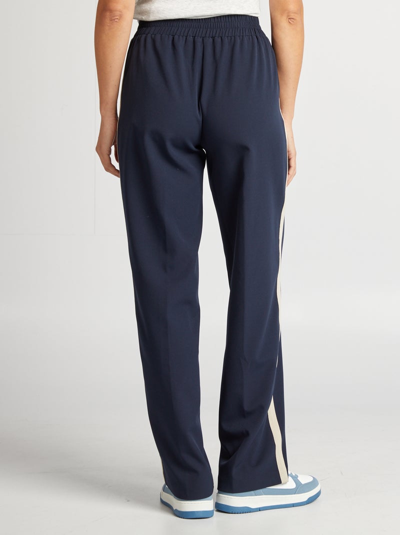 Pantalón ancho de tiro alto con bandas con contraste AZUL - Kiabi