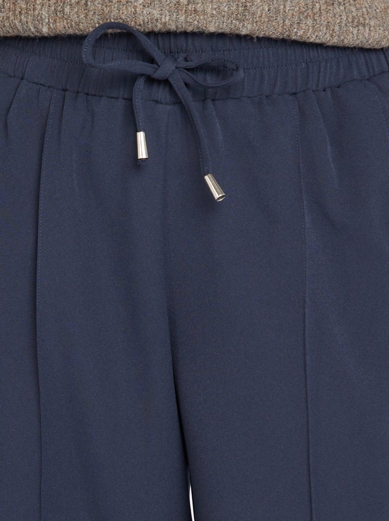 Pantalón ancho de tiro alto con bandas con contraste AZUL - Kiabi