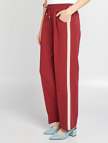 Pantalón ancho de tiro alto con bandas con contraste