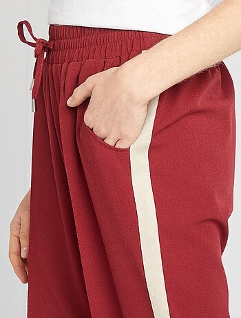 Pantalón ancho de tiro alto con bandas con contraste