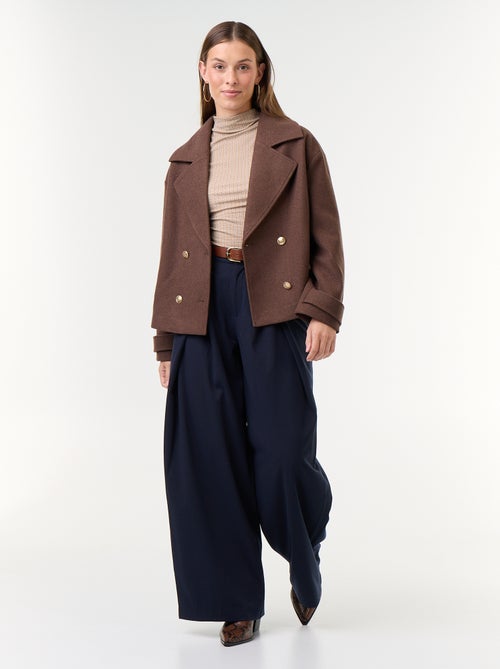 Pantalón ancho de tiro alto con pinzas - Kiabi