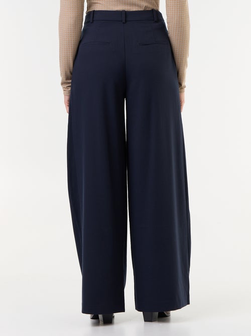 Pantalón ancho de tiro alto con pinzas - Kiabi