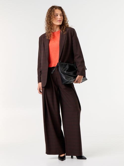 Pantalón ancho de tiro alto con pinzas - Kiabi