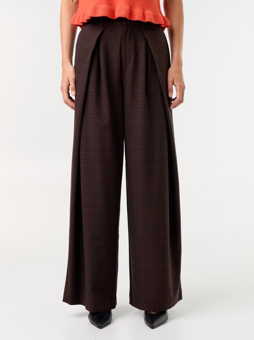 Pantalón ancho de tiro alto con pinzas - Kiabi