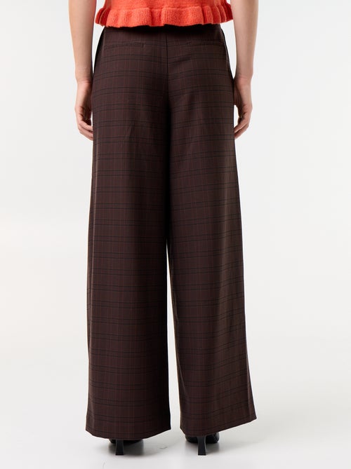 Pantalón ancho de tiro alto con pinzas - Kiabi