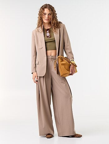 Pantalón ancho de tiro alto con pinzas