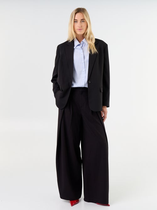 Pantalón ancho de tiro alto con pinzas - Kiabi