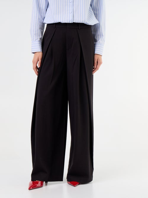 Pantalón ancho de tiro alto con pinzas - Kiabi
