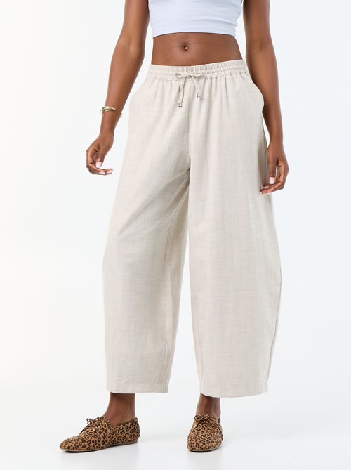 Pantalón ancho de tiro alto de lino mezclado - Kiabi Pantalón ancho de tiro alto de lino mezclado - Kiabi