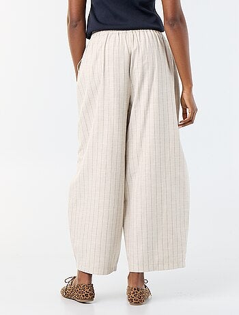 Pantalón ancho de tiro alto de lino mezclado