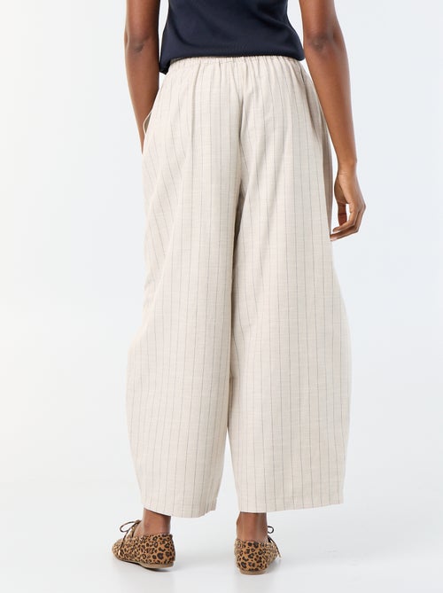 Pantalón ancho de tiro alto de lino mezclado - Kiabi Pantalón ancho de tiro alto de lino mezclado - Kiabi