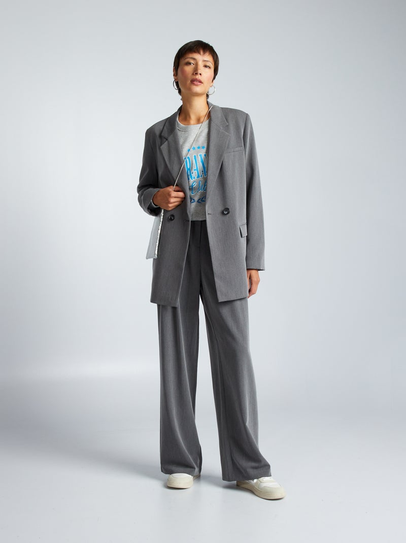 Pantalón ancho de tiro alto GRIS - Kiabi