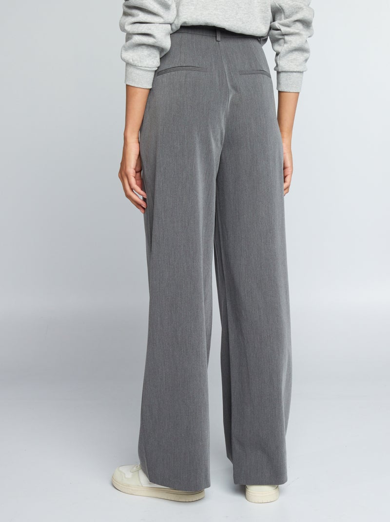 Pantalón ancho de tiro alto GRIS - Kiabi