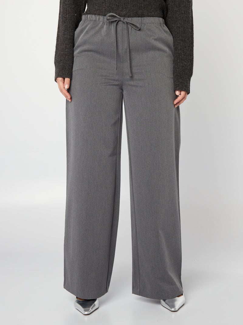 Pantalón ancho de tiro alto GRIS - Kiabi