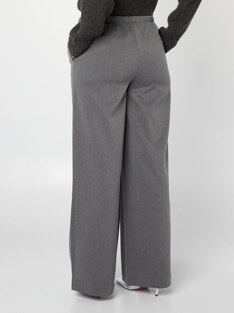 Pantalón ancho de tiro alto GRIS - Kiabi