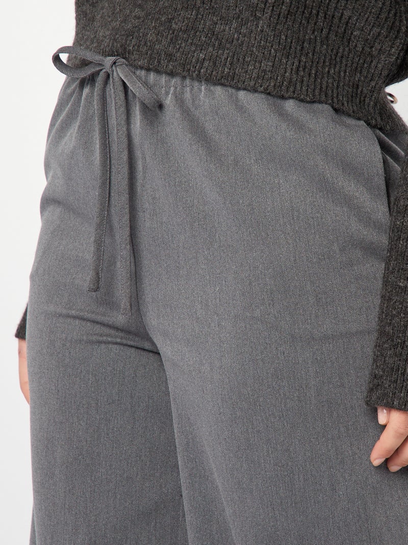 Pantalón ancho de tiro alto GRIS - Kiabi