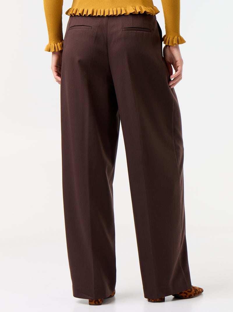 Pantalón ancho de tiro alto Marron - Kiabi
