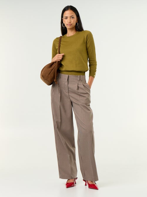 Pantalón ancho de tiro alto - Kiabi
