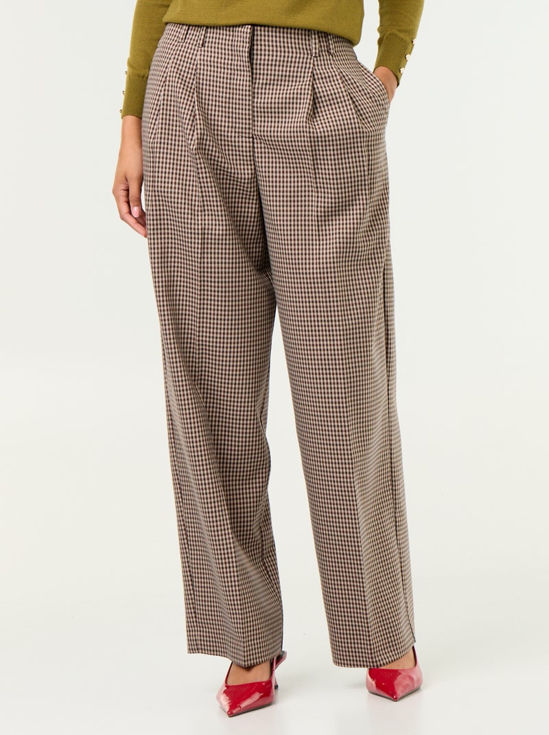 Pantalón ancho de tiro alto Marron - Kiabi