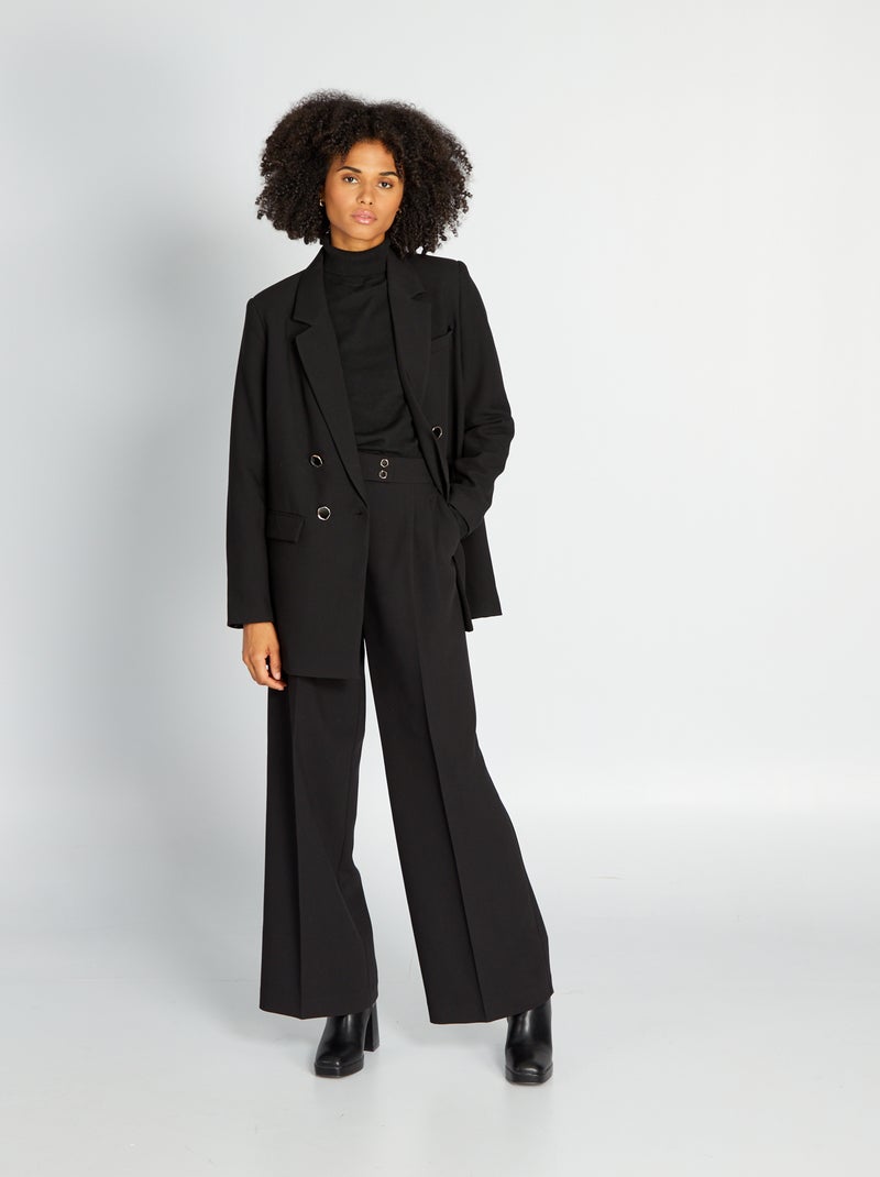 Pantalón ancho de tiro alto negro - Kiabi