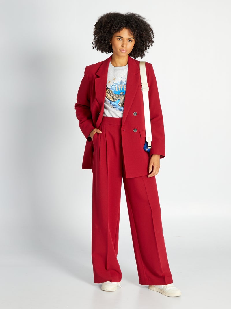 Pantalón ancho de tiro alto ROJO - Kiabi