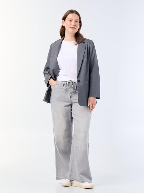 Pantalón ancho de vaquero con cinturón para anudar - Kiabi