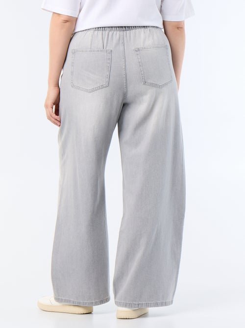 Pantalón ancho de vaquero con cinturón para anudar - Kiabi