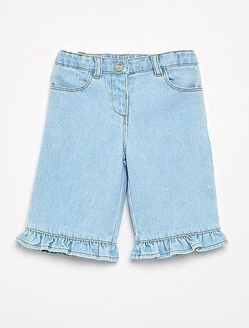 Pantalón ancho de vaquero con volantes