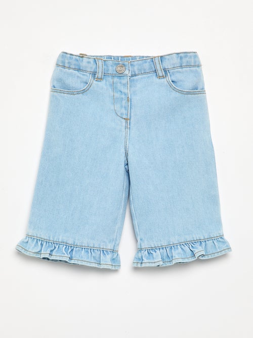 Pantalón ancho de vaquero con volantes - Kiabi