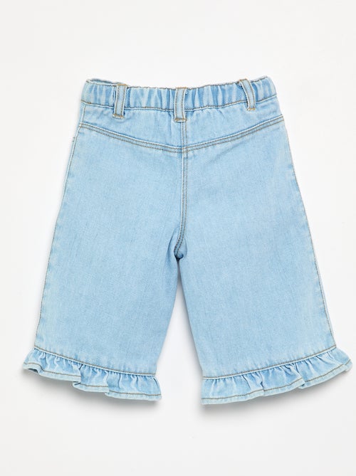 Pantalón ancho de vaquero con volantes - Kiabi