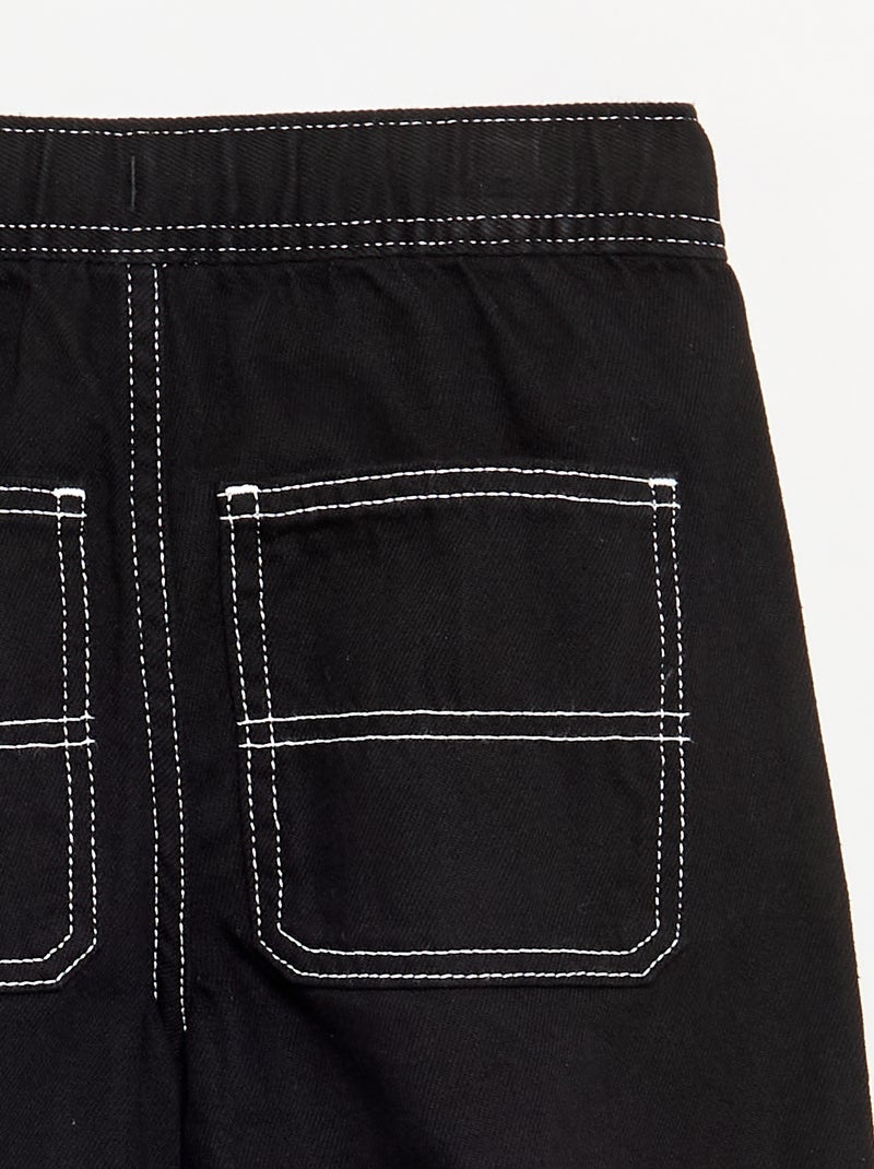 Pantalón ancho de vaquero Negro - Kiabi