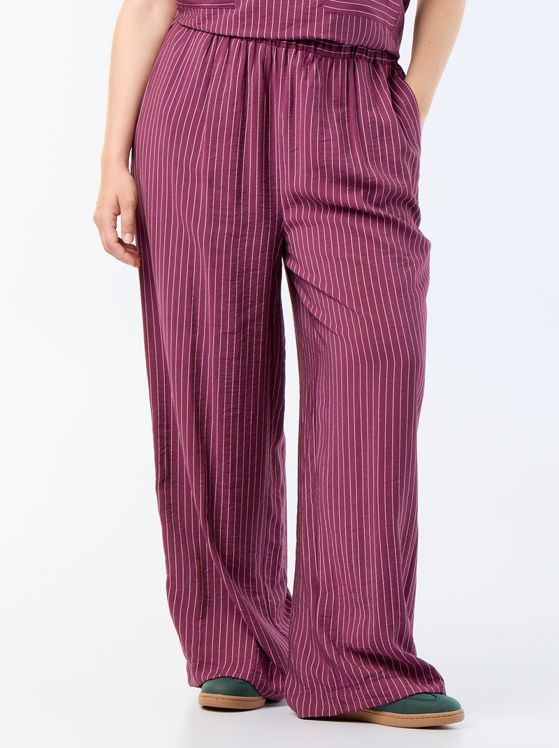 Pantalón ancho de viscosa fluida Marron - Kiabi