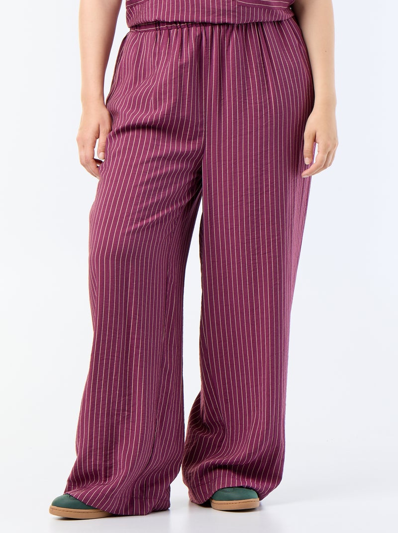 Pantalón ancho de viscosa fluida Marron - Kiabi