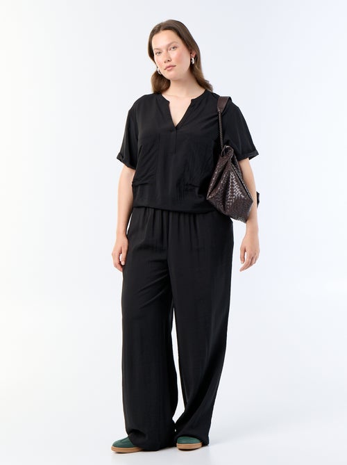 Pantalón ancho de viscosa fluida - Kiabi