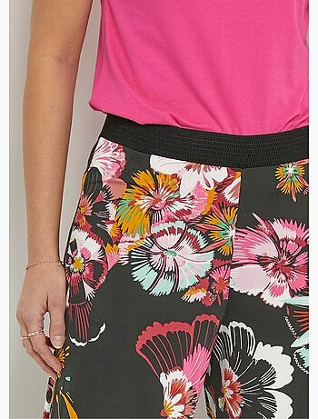 Pantalón ancho elástico con estampado floral - Afibel