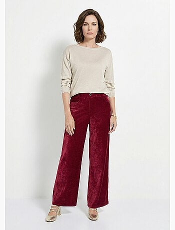 Pantalón ancho elástico de terciopelo corto - afibel