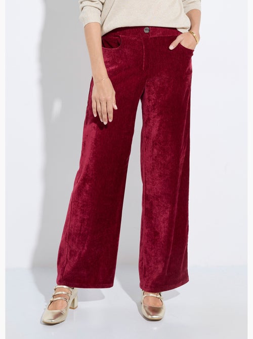 Pantalón ancho elástico de terciopelo corto - afibel - Kiabi Pantalón ancho elástico de terciopelo corto - afibel - Kiabi