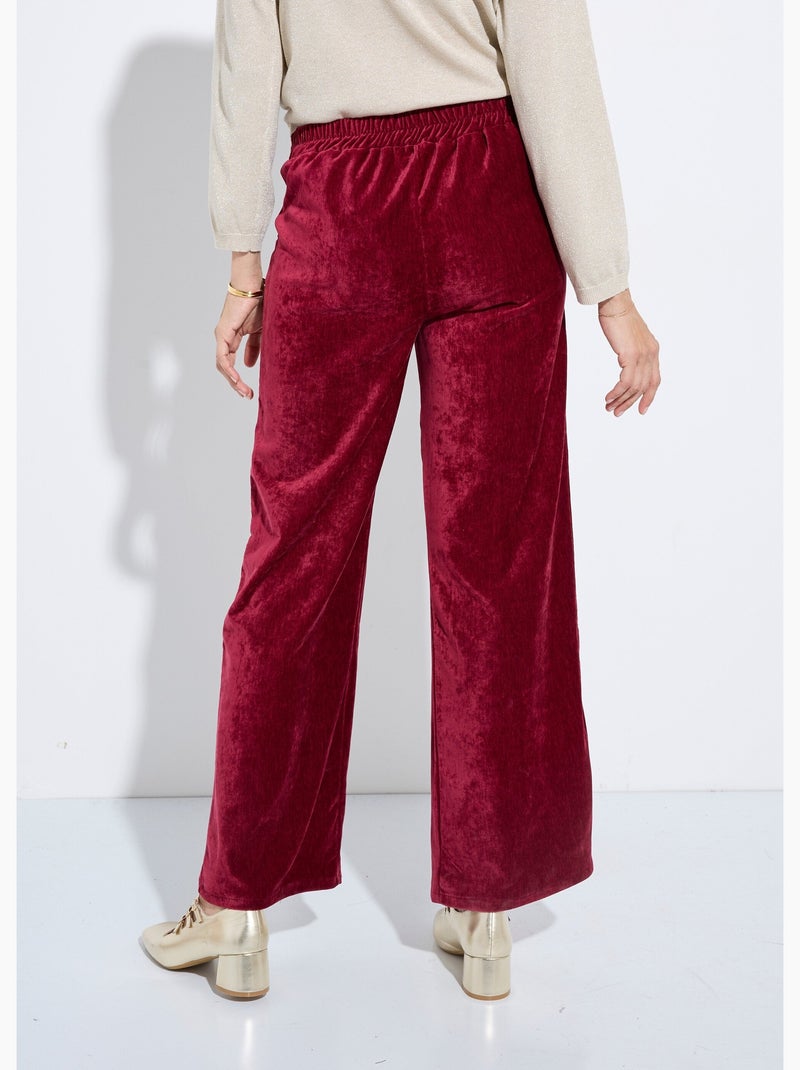Pantalón ancho elástico de terciopelo corto - afibel Burdeos - Kiabi