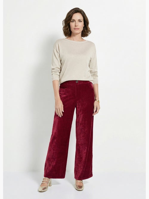 Pantalón ancho elástico de terciopelo corto - afibel - Kiabi Pantalón ancho elástico de terciopelo corto - afibel - Kiabi