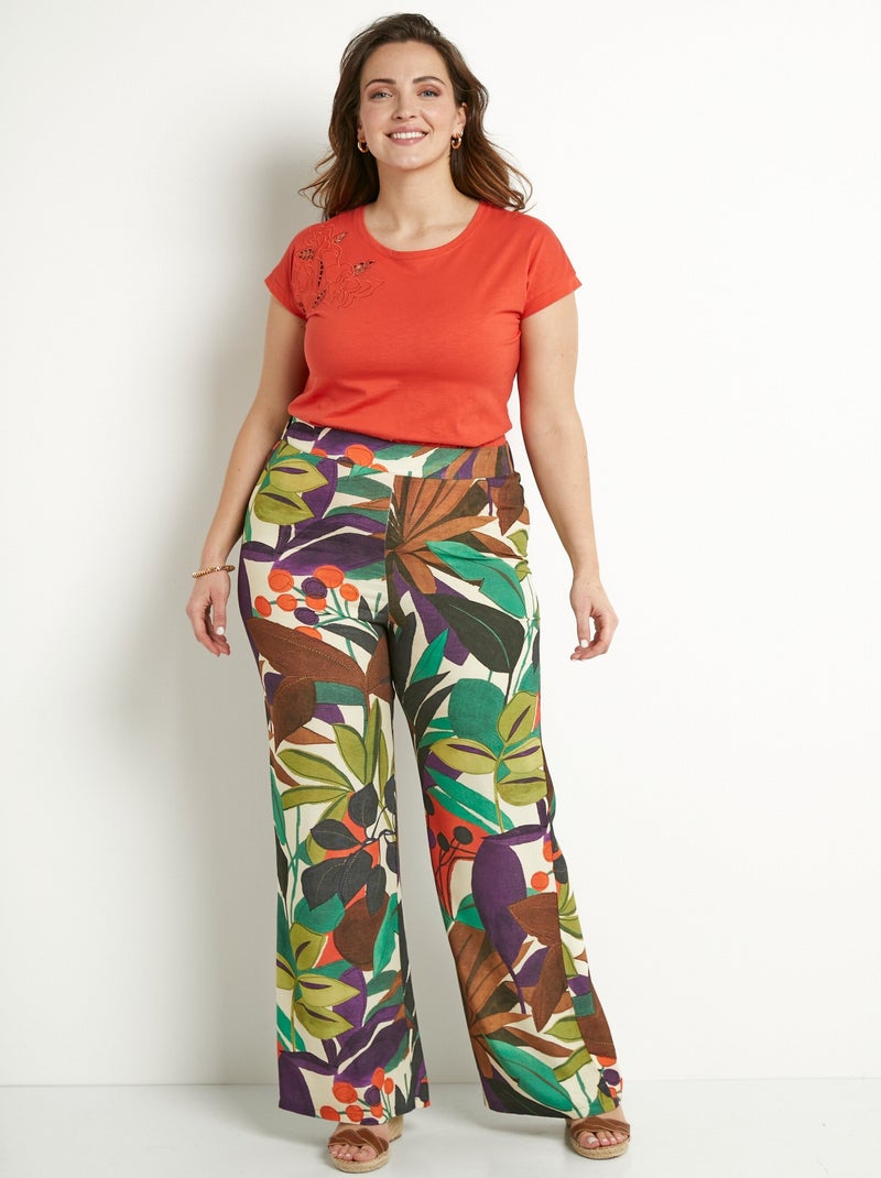 Pantalón ancho estampado cintura elástica - AFIBEL Multicolor - Kiabi