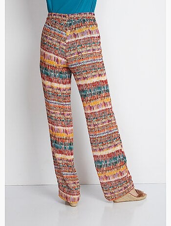 Pantalón ancho estampado con cintura elástica - Afibel