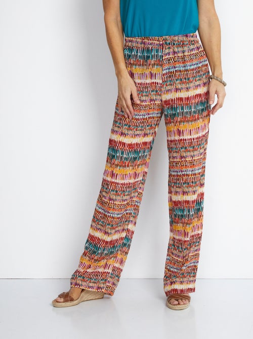 Pantalón ancho estampado con cintura elástica - Afibel - Kiabi