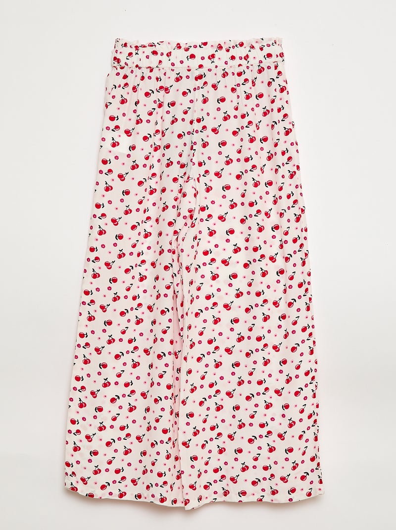 Pantalón ancho estampado con cintura elástica Blanco - Kiabi