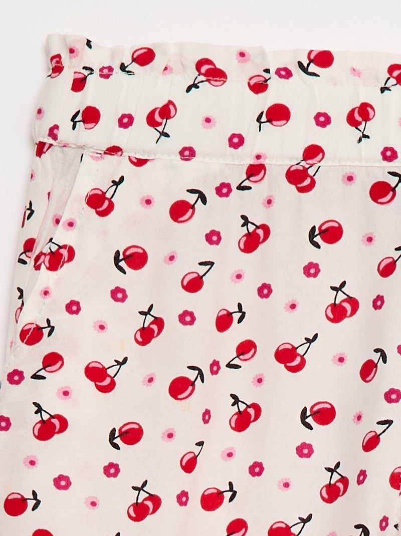 Pantalón ancho estampado con cintura elástica Blanco - Kiabi