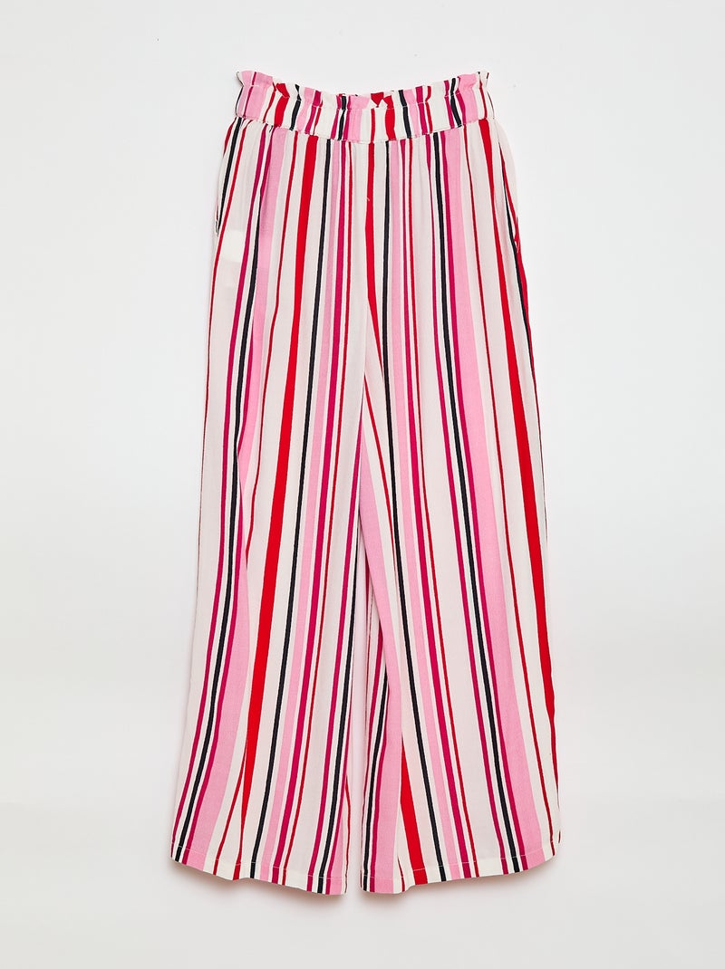 Pantalón ancho estampado con cintura elástica Blanco - Kiabi